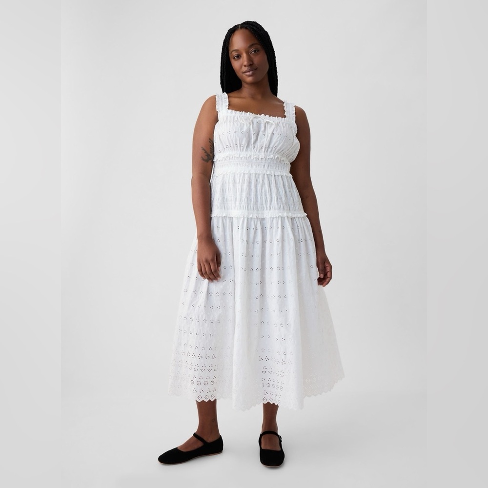 GAP x DOEN White Eyelet Midi Dress NWT